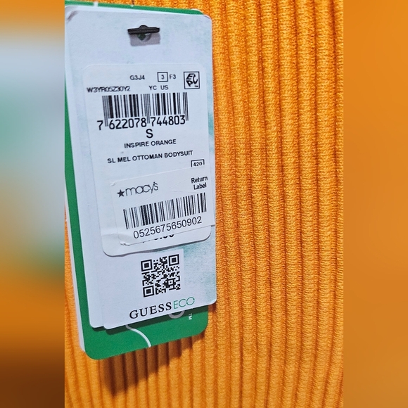 Guess Mel Ottoman One Shoulder Top Thong Bodysuit Small Orange Asymmetrical Top - Picture 6 of 10